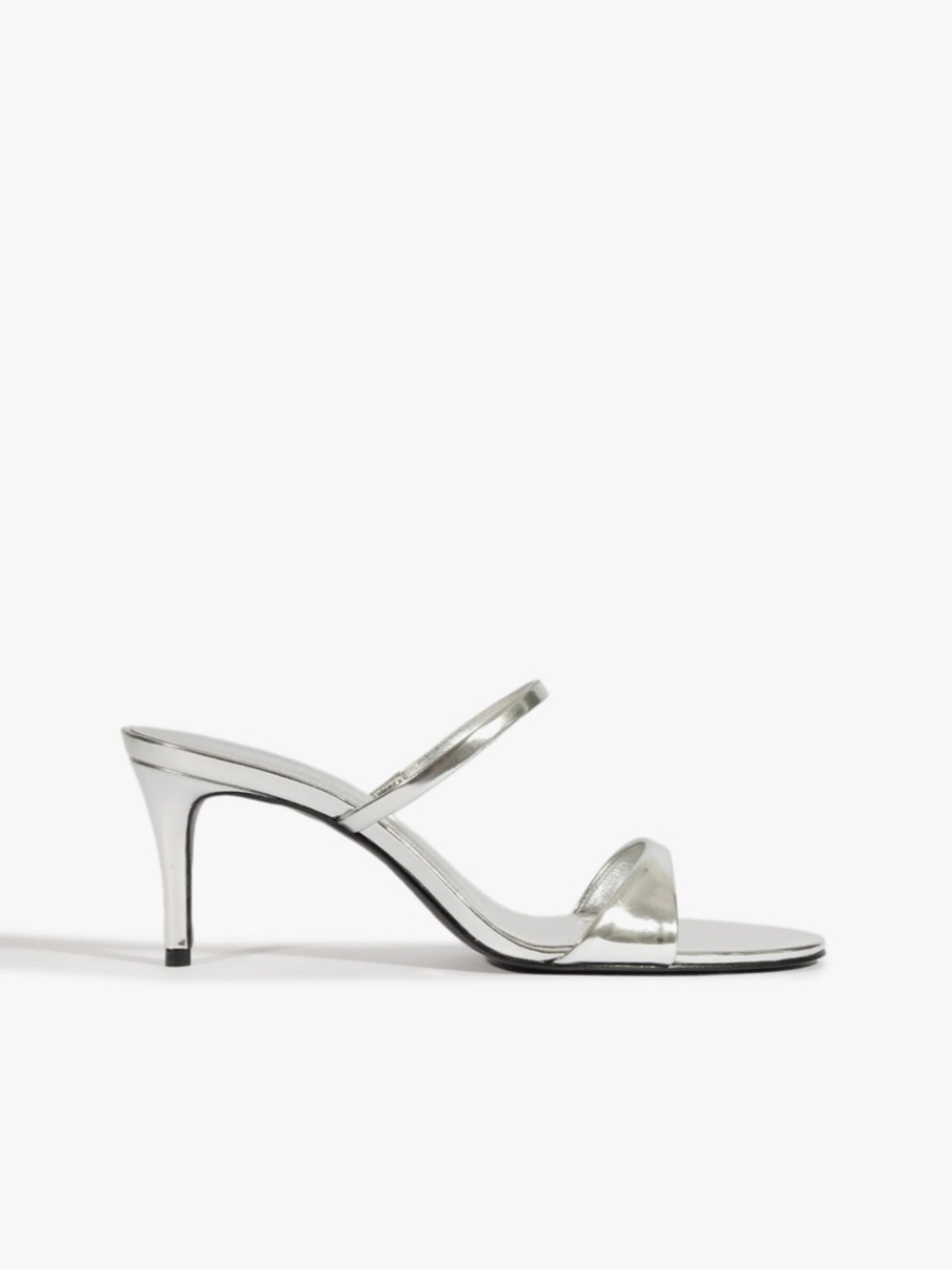 SCHUTZ JESSICA MID MULE METALLIC SANDAL IN SILVER | LIKE NEW